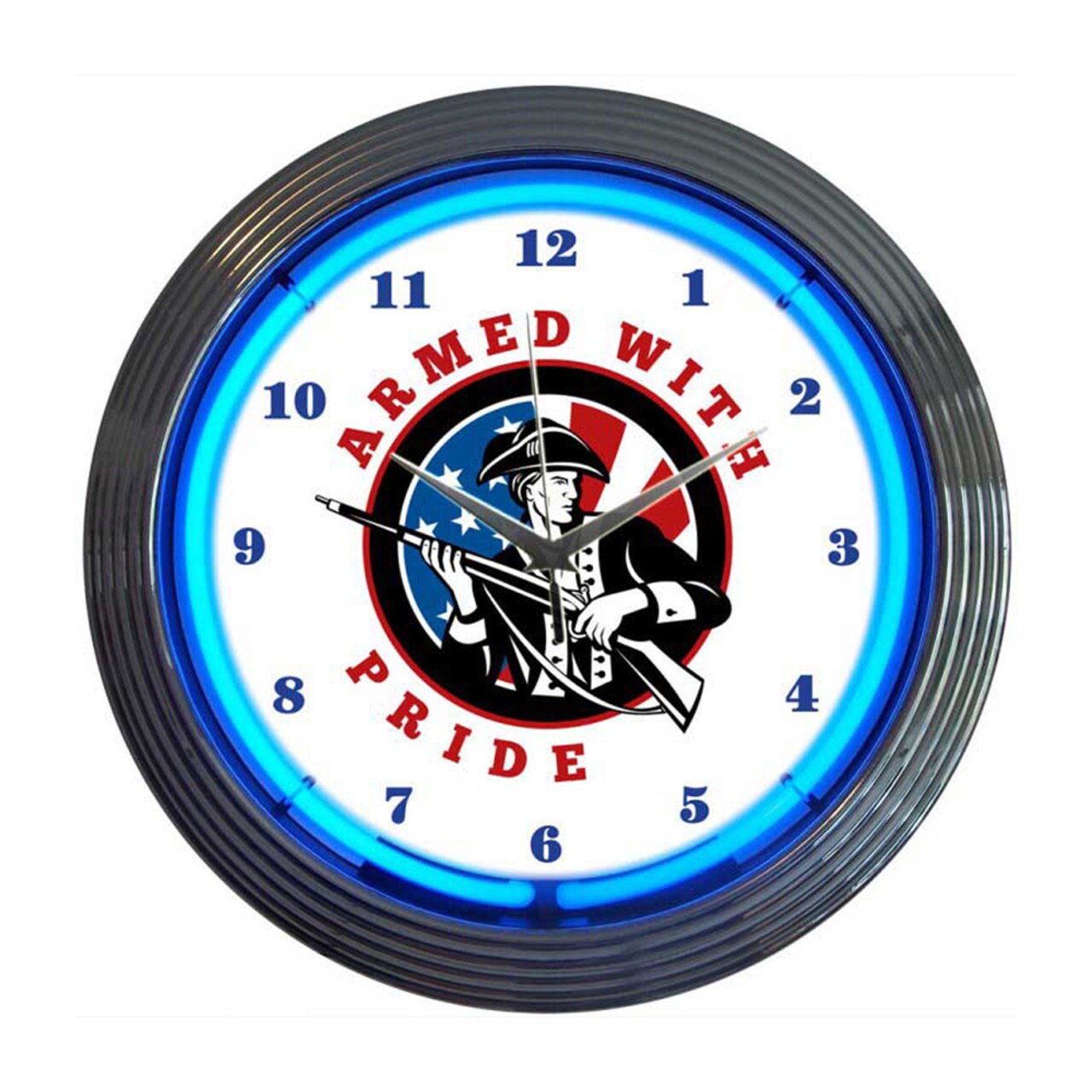 Neonetics Home Indoor Restaurant Kitchen Decorative Armed With Pride Firearms Neon Wall Clock